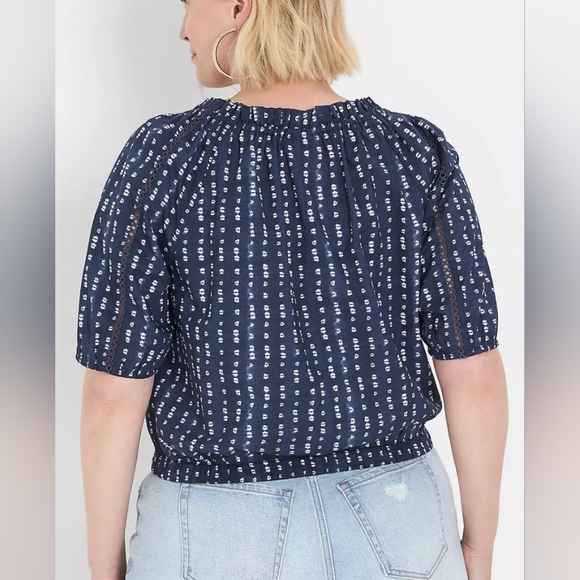 Lane Bryant Crop Button-Down Elastic Hem Top - Picture 3 of 6